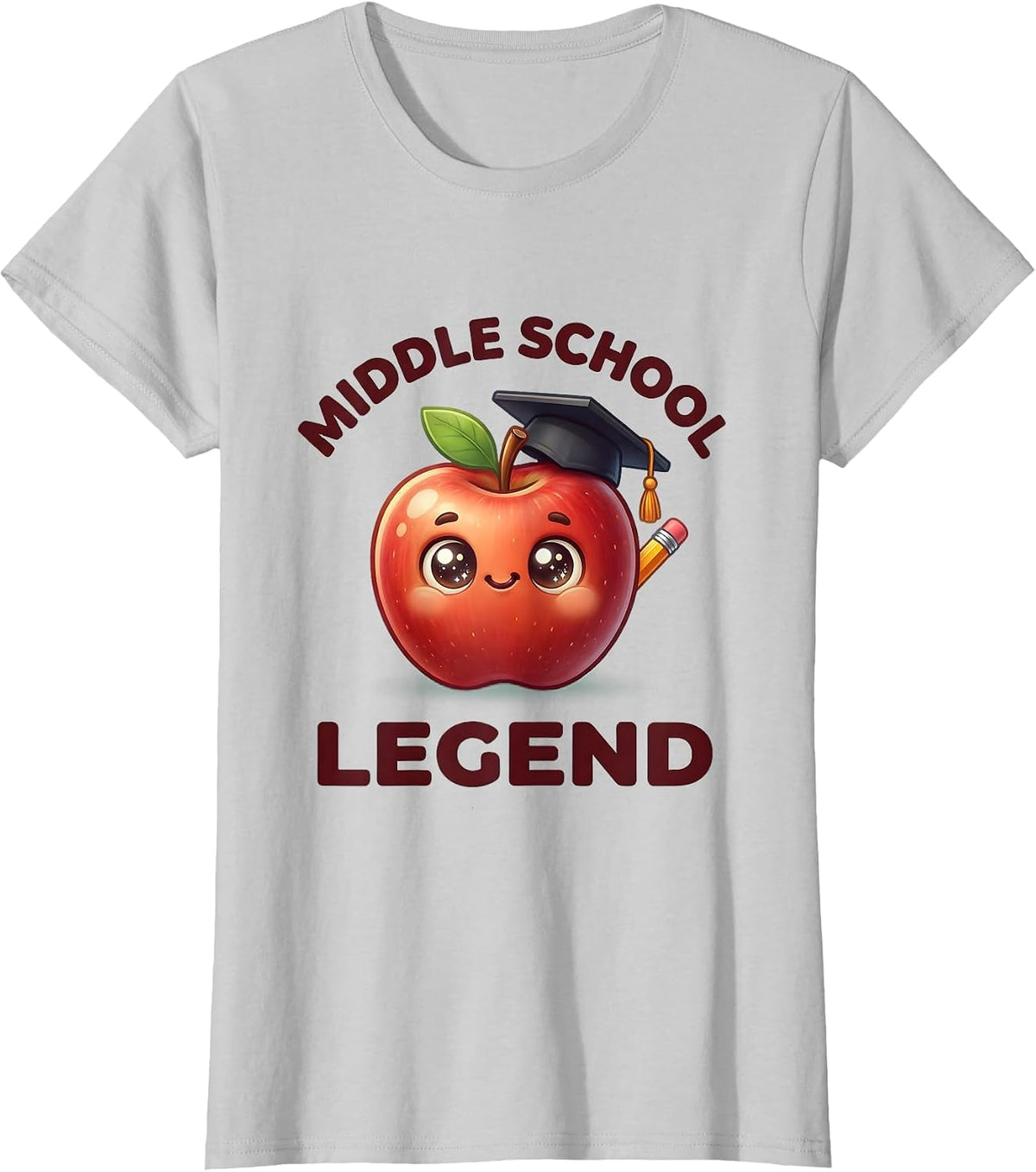Middle School Legend Educator Graphic Design T-Shirt - Silver Grey