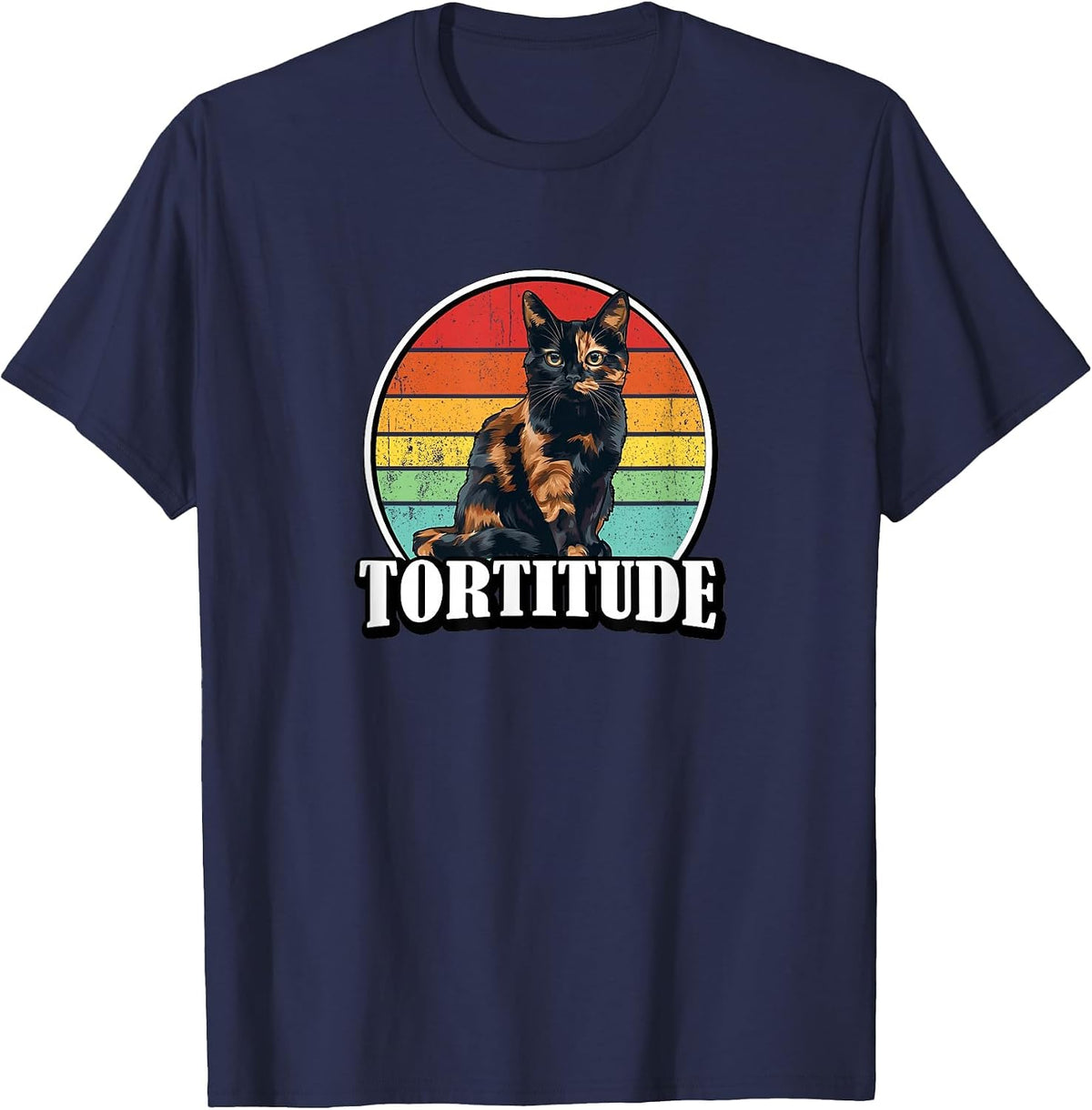 Mens Womens Girls Funny Retro Vintage Tortitude Tortie Lover T-Shirt - Navy Blue