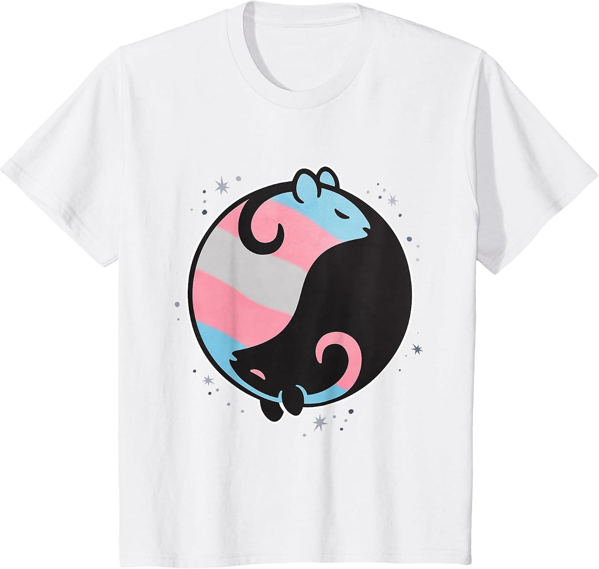 Transgender Rat Yin Yang LGBT Trans Pride Flag, Gay Month T-Shirt - White