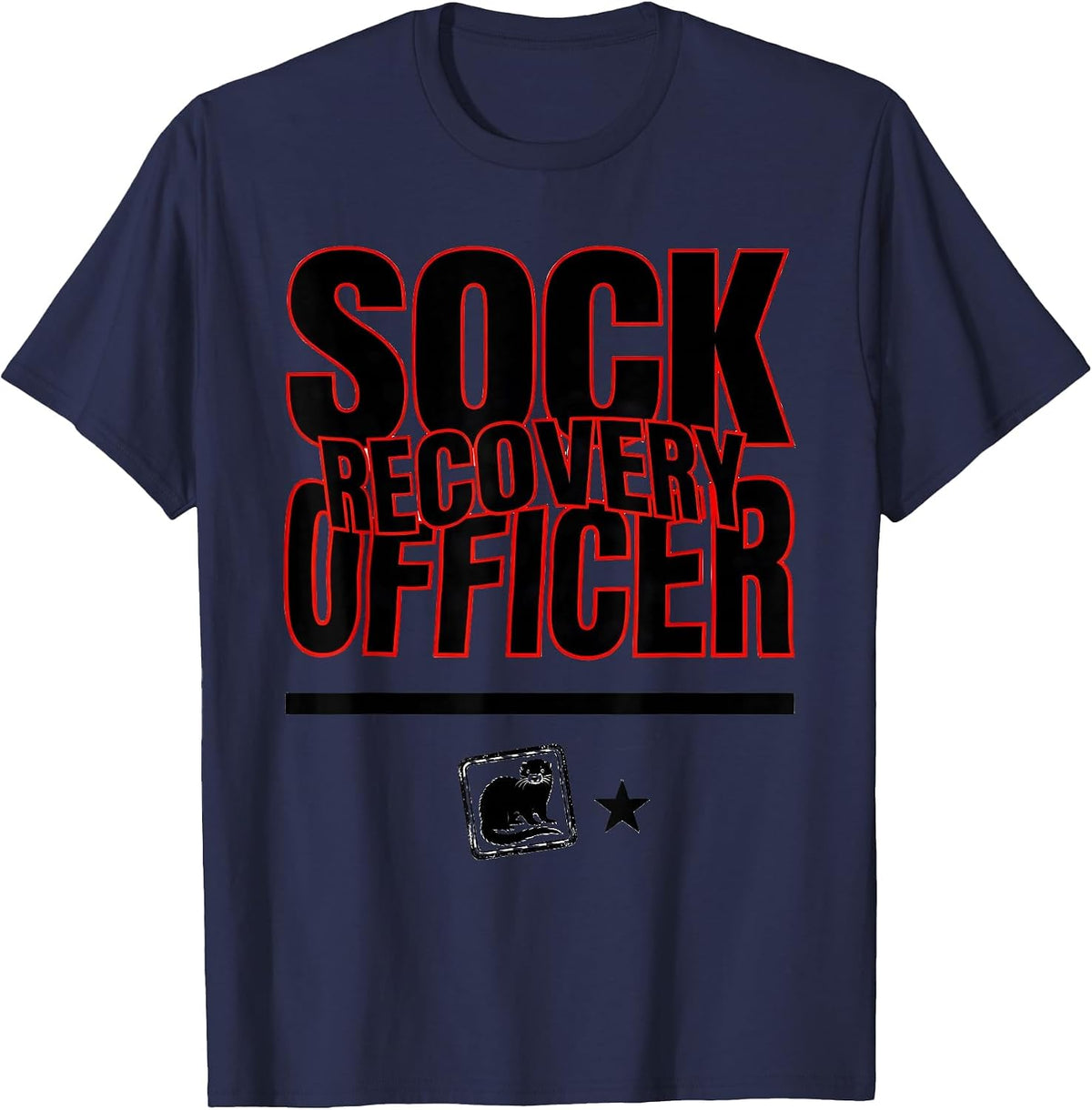 Sock Recovery Officer Funny Ferret Owner Gift T-Shirt - Navy Blue