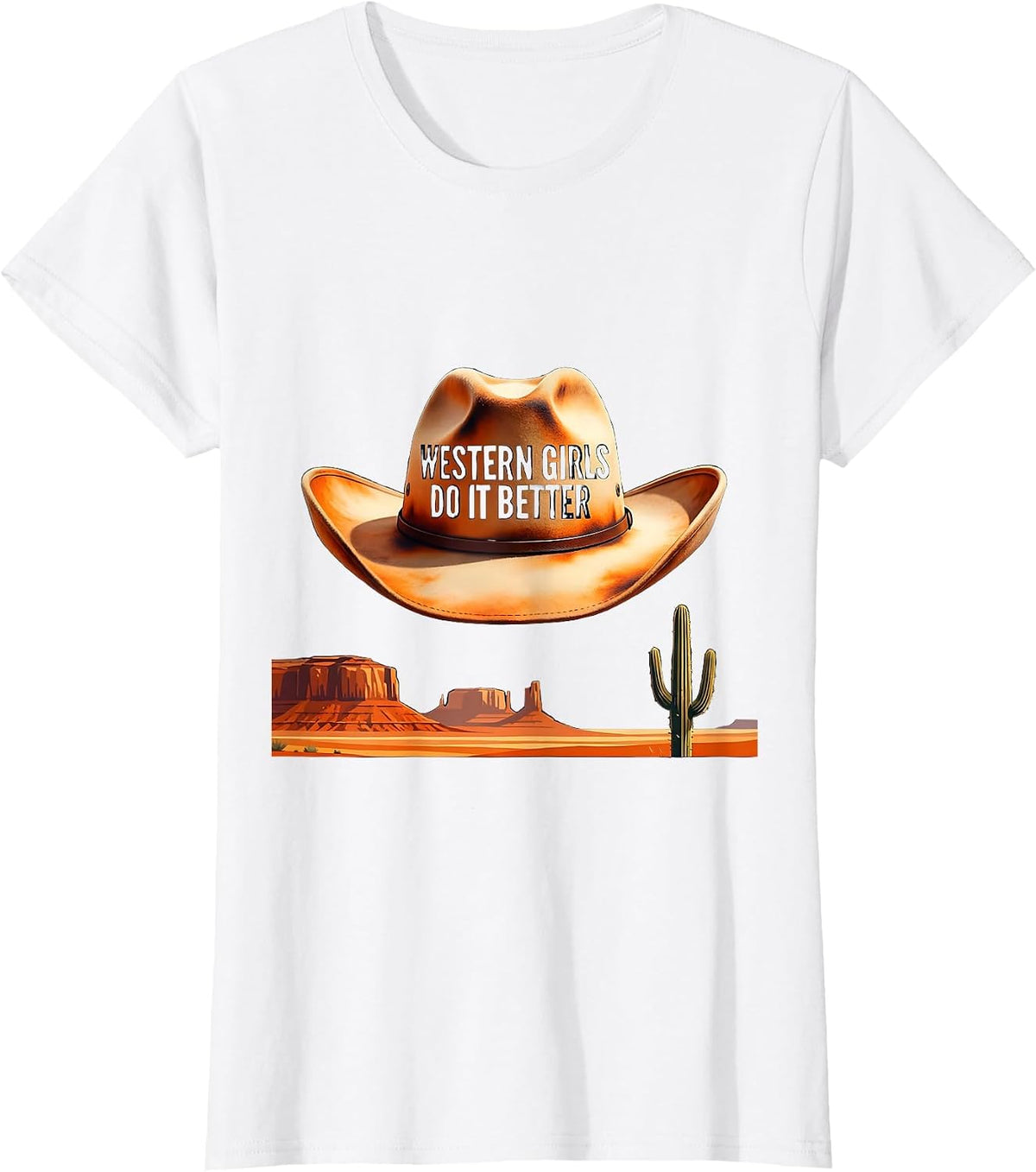 Women's Western Girls Do It Better Cowgirl Design T-Shirt - White