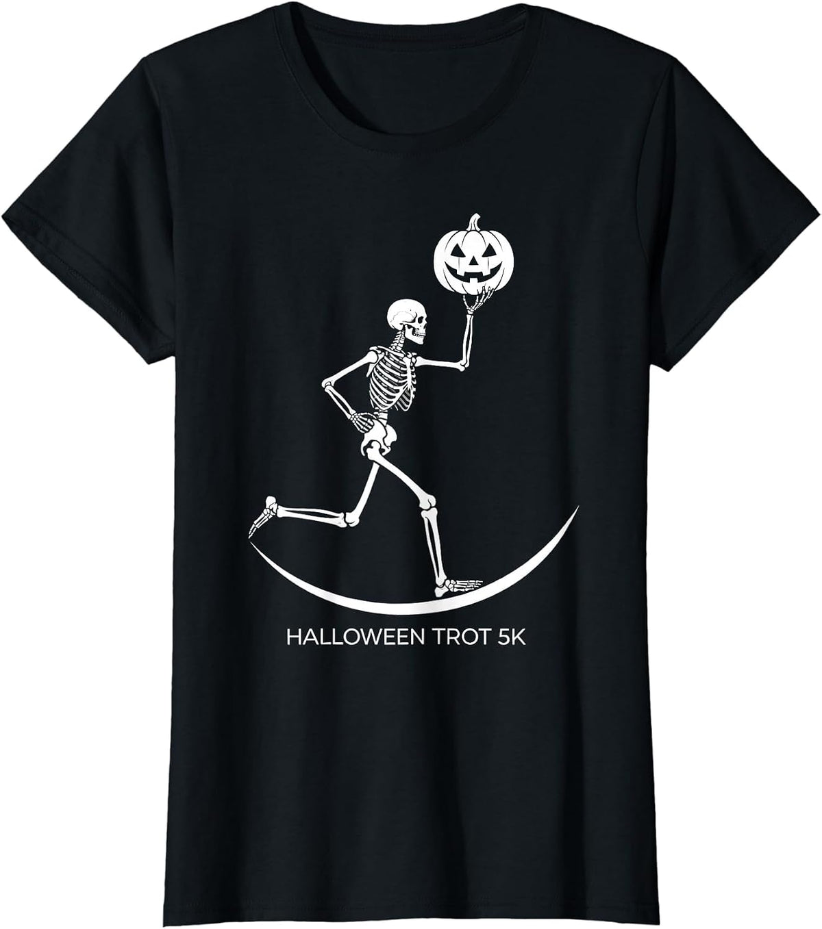 Halloween Trot 5K Funny Skeleton Runner Halloween Fun Run T-Shirt - Black