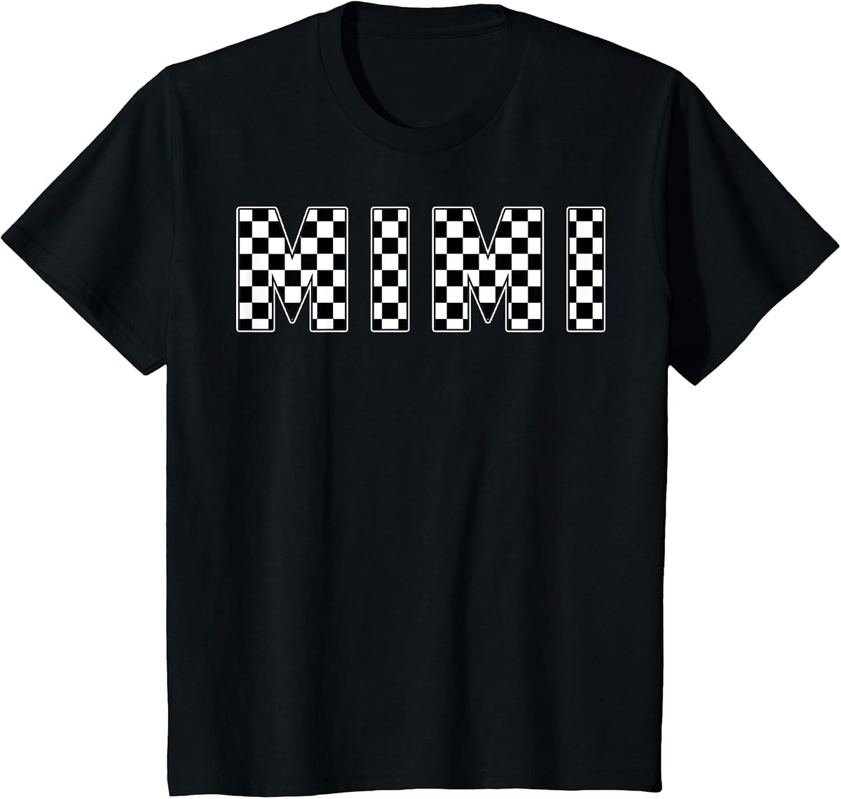 Mimi Racing Race Car Mimi Checkered Flag Pit Crew Bday T-Shirt - Black