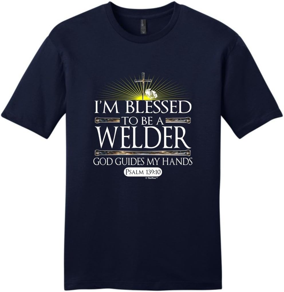 ThisWear Blessed to Be Welder YM T-Shirt - NewNavy - XL - As Pictured