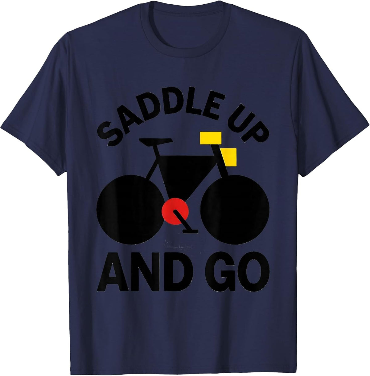 Men's Saddle Up and Go Cycling Bike Rider Design T-Shirt - Navy Blue