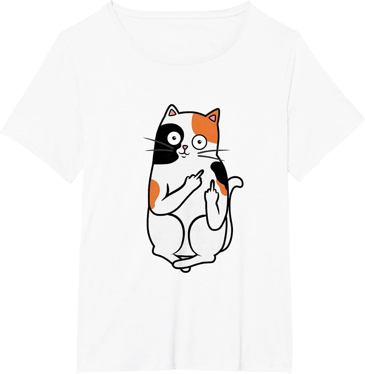 Cat Middle Finger Calico Flippin' Bird Tee T Shirt T-Shirt - White