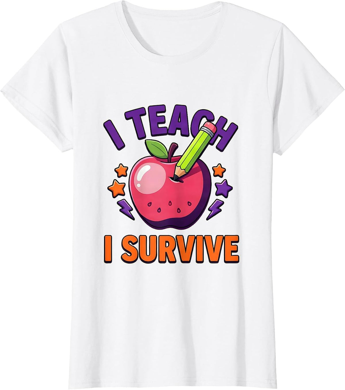 I Teach I Survive Middle School Teacher Design T-Shirt - White