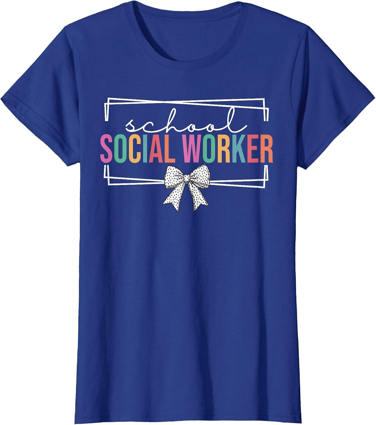 Retro School Social Worker Coquette Bow Social Work Month T-Shirt - Royal Blue