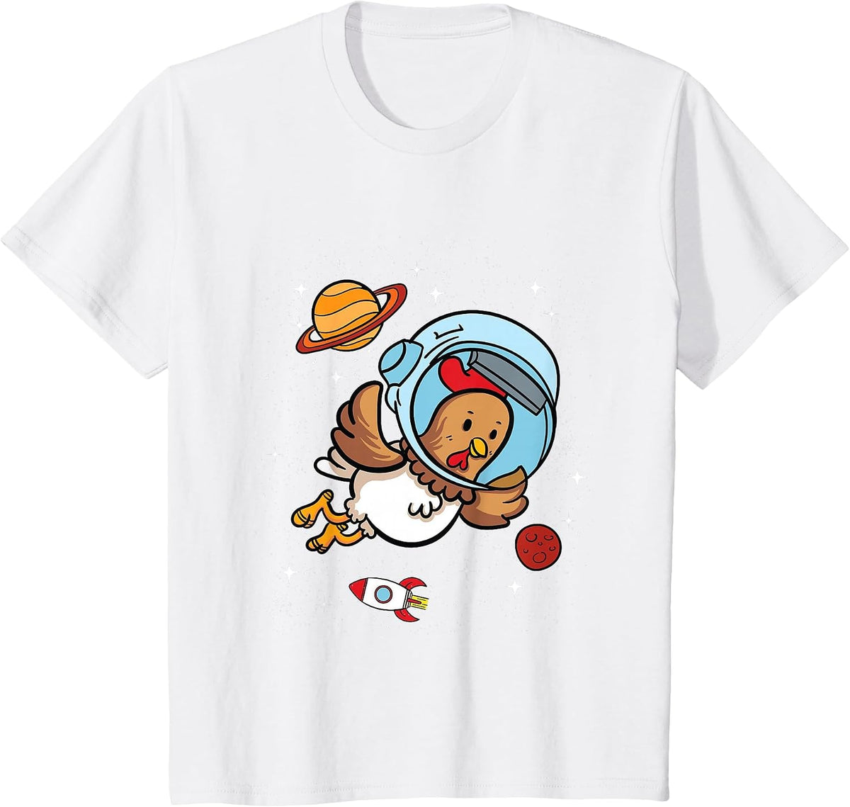Chicken Astronaut in Space Poultry Breeding Lovers T-Shirt - White
