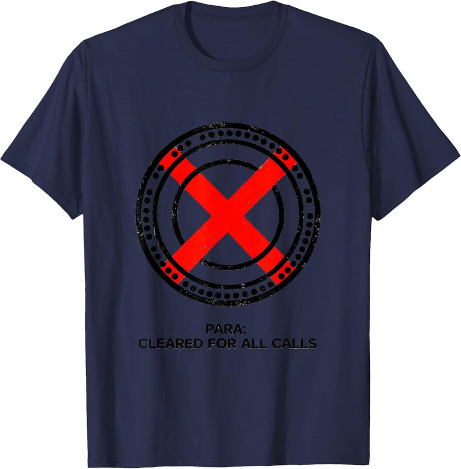 Para: Cleared For All Calls Funny Paraprofessional Goose T-Shirt - Navy Blue