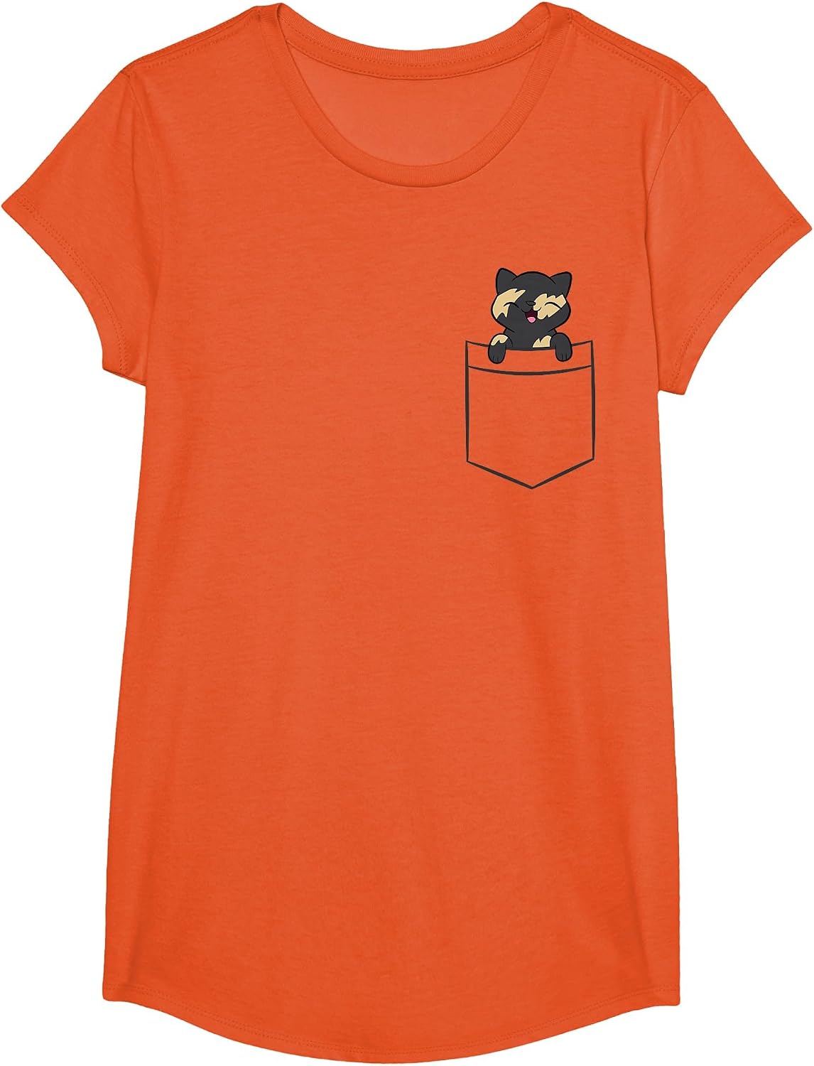 Tortie Cat in A Pocket Cute Tortoiseshell Cat T-Shirt - Girls Orange