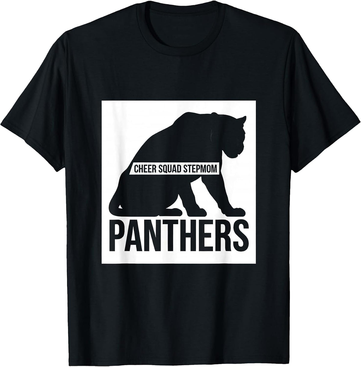 Men's Cheer Squad Stepmom Panthers Silhouette Cheer Mom Fan T-Shirt - Black