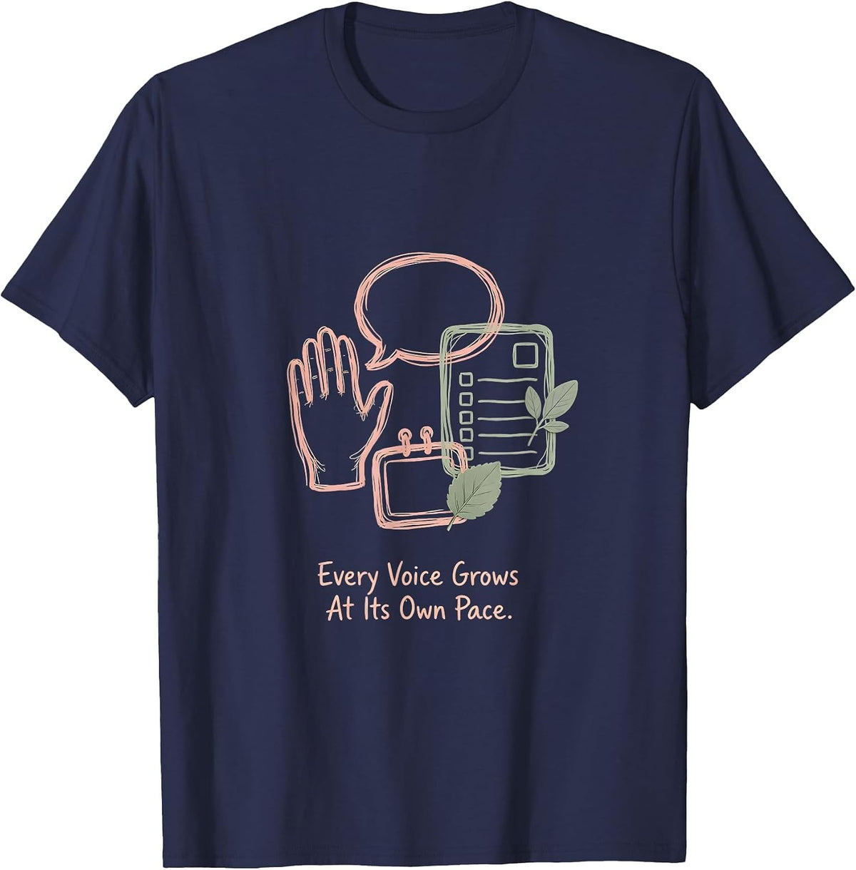 Men's Every Voice Grows At Its Own Pace Boho Special Education T-Shirt - Navy Blue