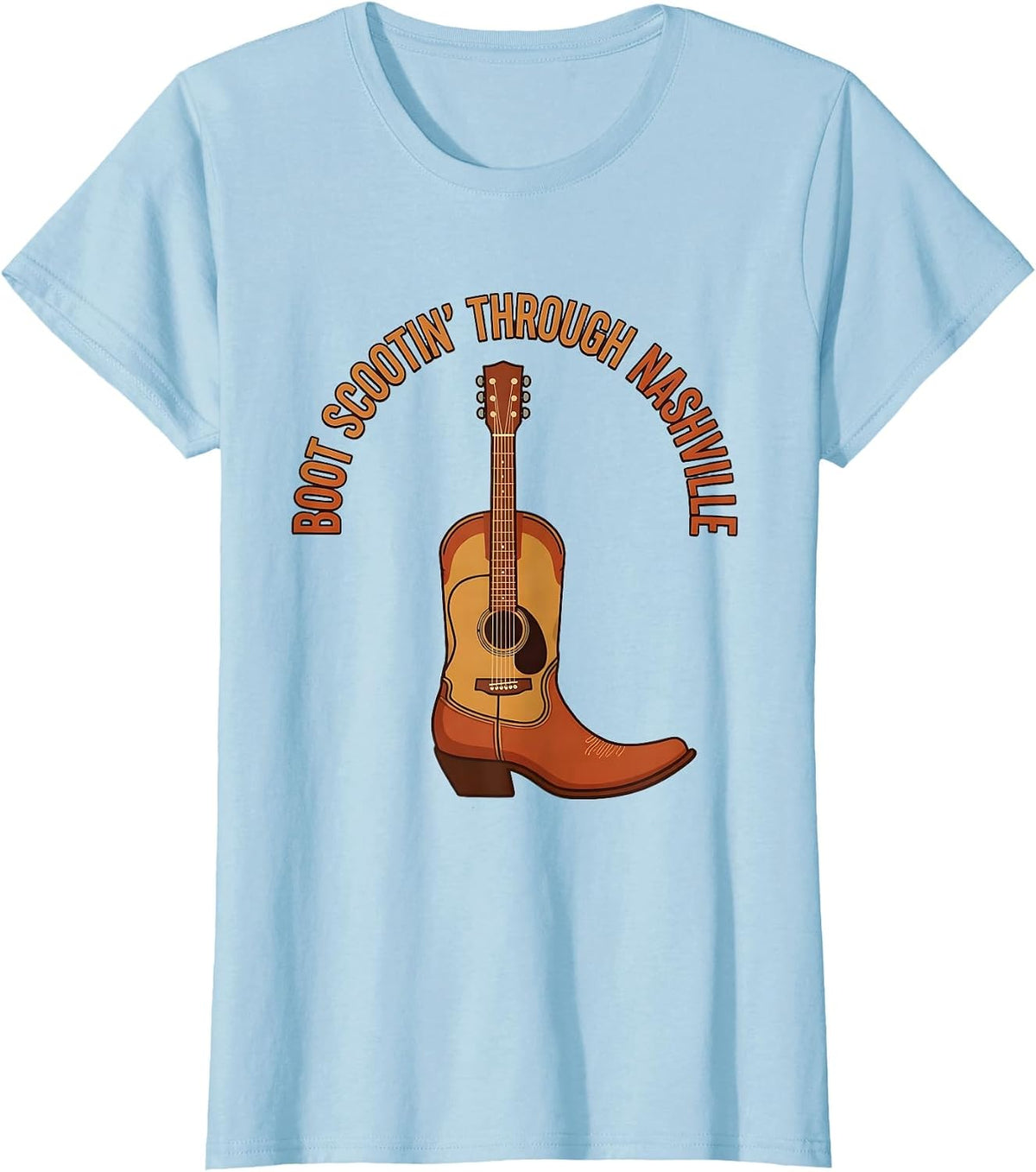 Boot Scootin' Through Nashville Graphic Design T-Shirt - Baby Blue
