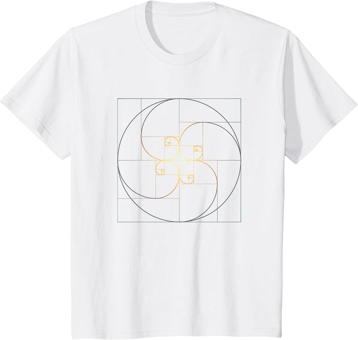 Fibonacci Spiral Golden Ratio Geometry Architecture Phi T-Shirt - White