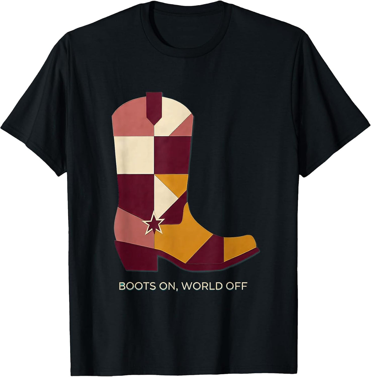 Men's Boots On World Off Girls Cowgirl Design T-Shirt - Black