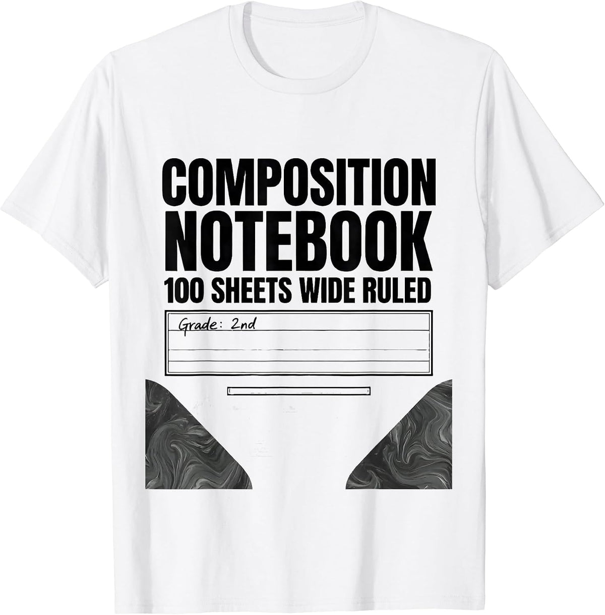Men's Composition Notebook 100 Sheets Wide Ruled — Grade: 2nd T-Shirt - White