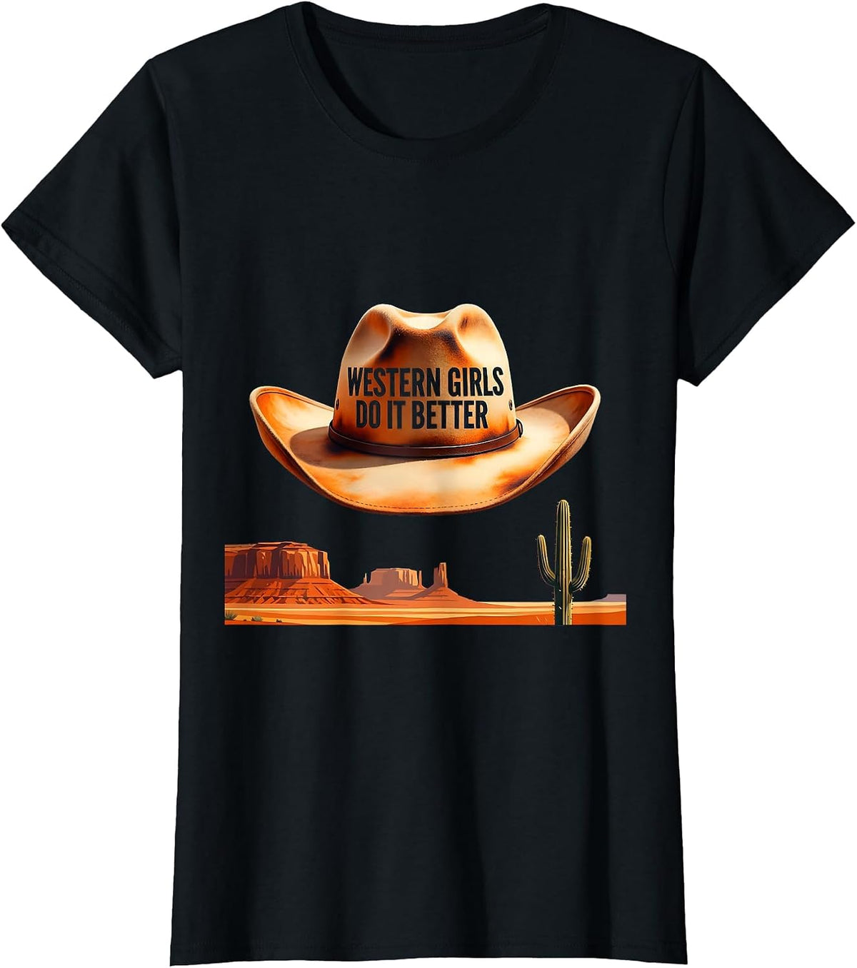 Women's Western Girls Do It Better Cowgirl Design T-Shirt - Black