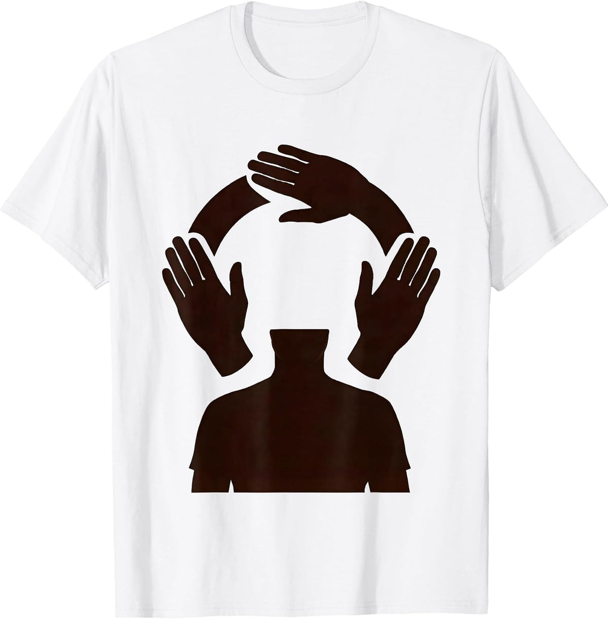 Men's Phased Hand Silhouettes ASL Teacher Deaf Awareness T-Shirt - White