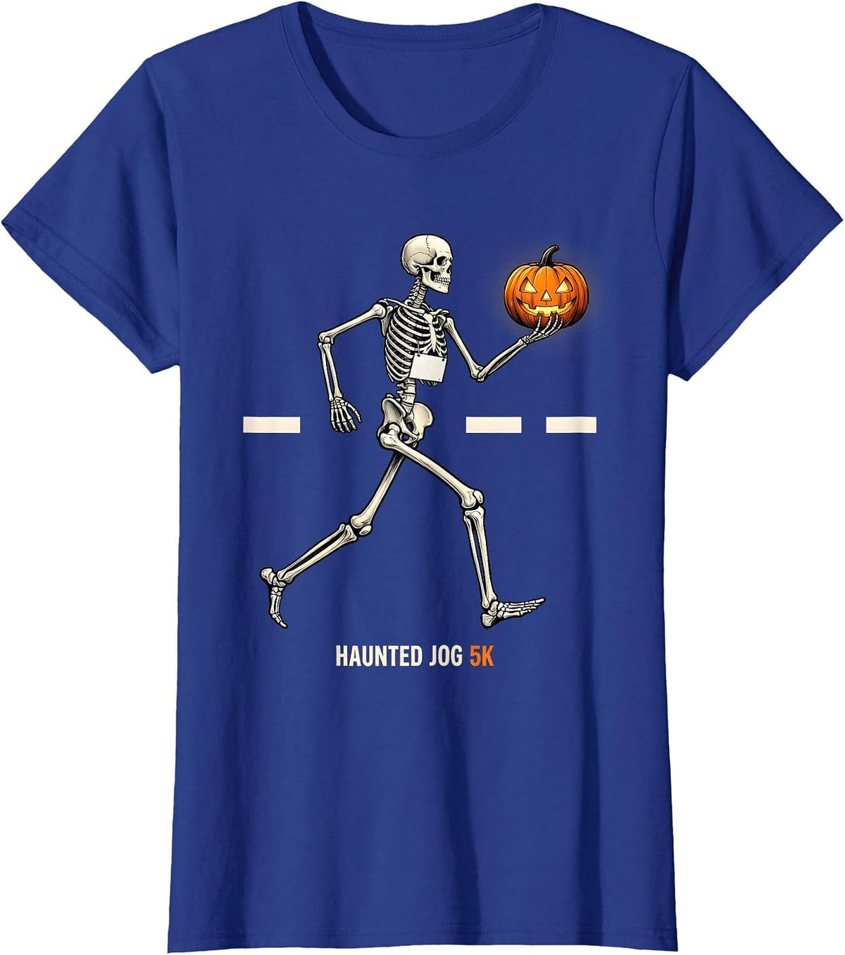 Women's Haunted Jog 5K Funny Skeleton Runner Halloween Fun Run T-Shirt - Royal Blue