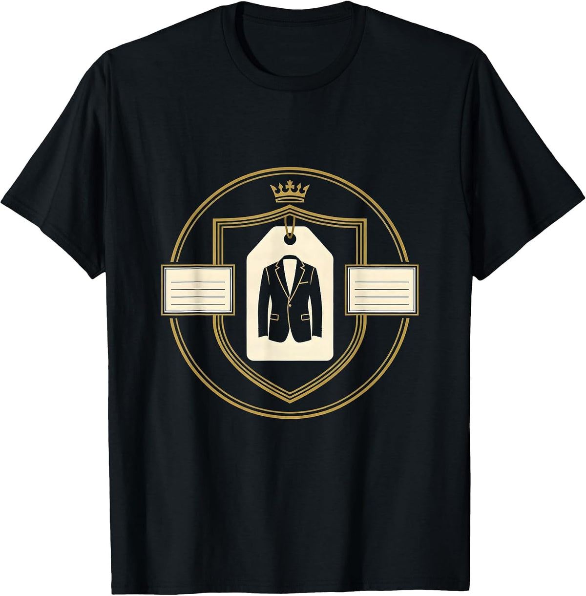 Men's Designer Brand Streetwear Emblem T-Shirt - Black