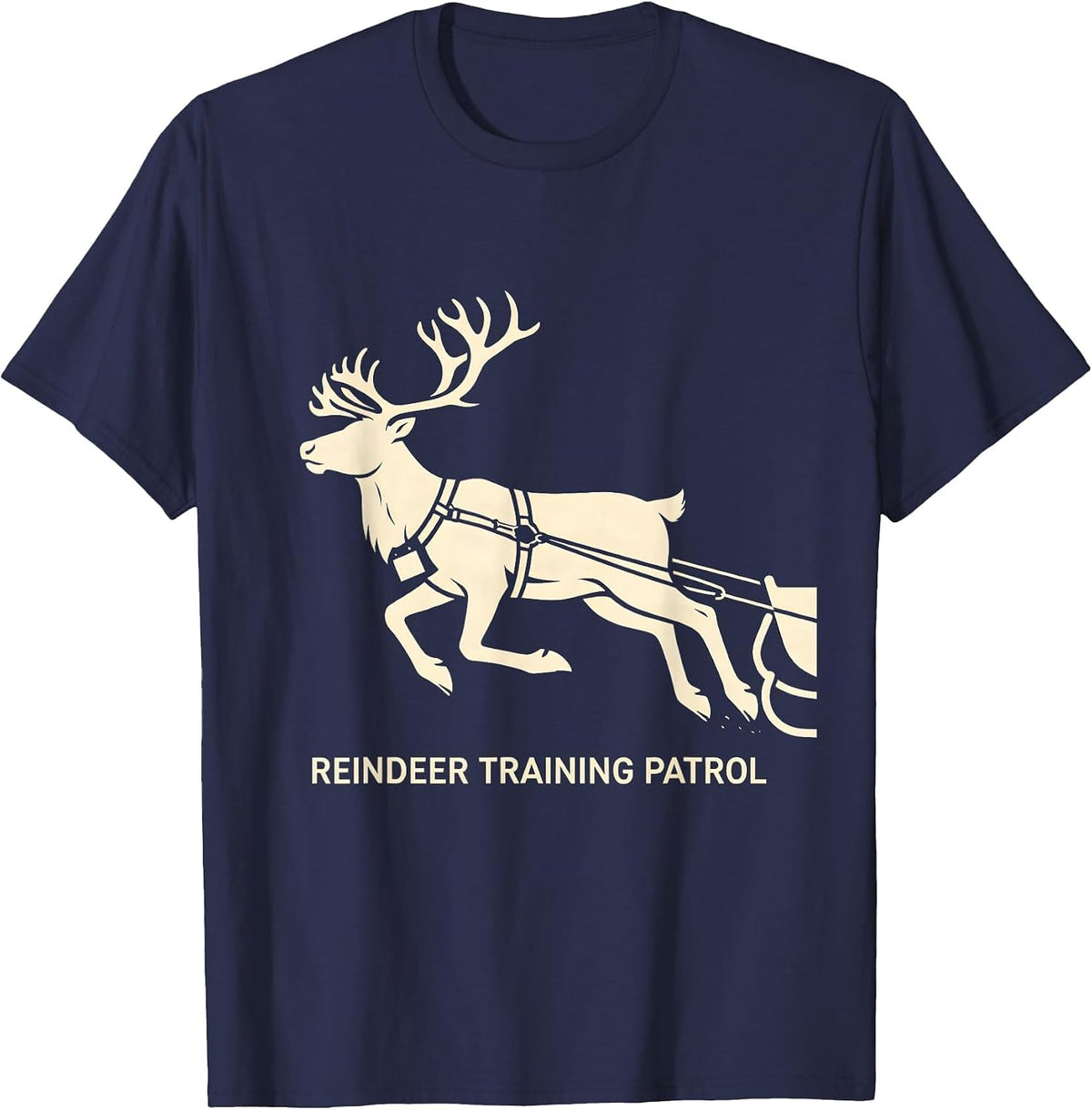 Men's Reindeer Training Patrol Funny Christmas Running Runner Gift T-Shirt - Navy Blue