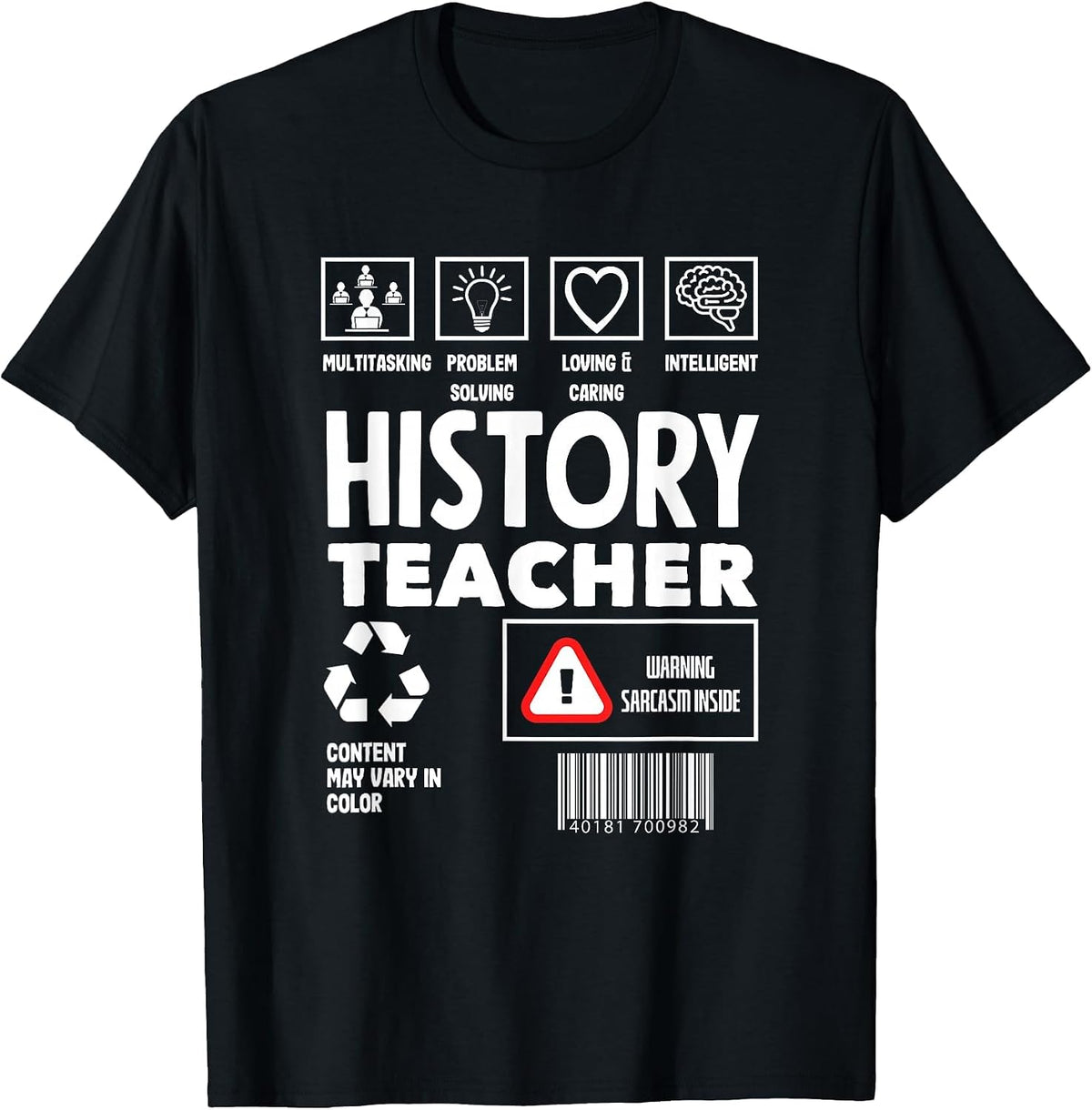 Funny History Teacher T-Shirt - Black