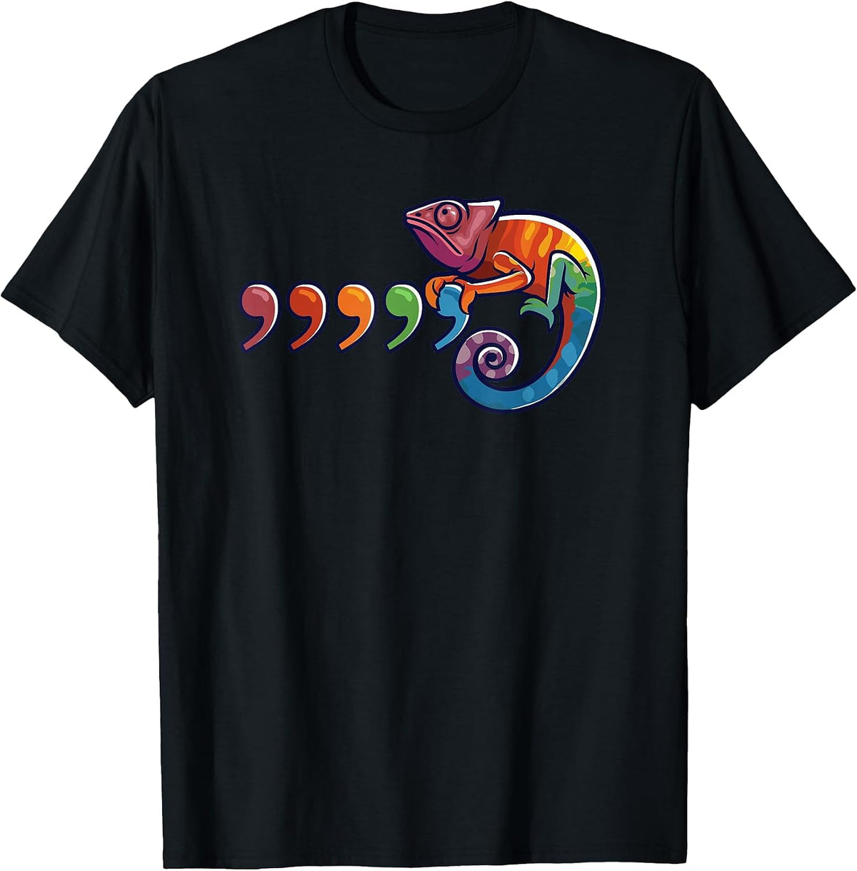Comma Chameleon Funny 80's Throwback THE Original T-Shirt - Black