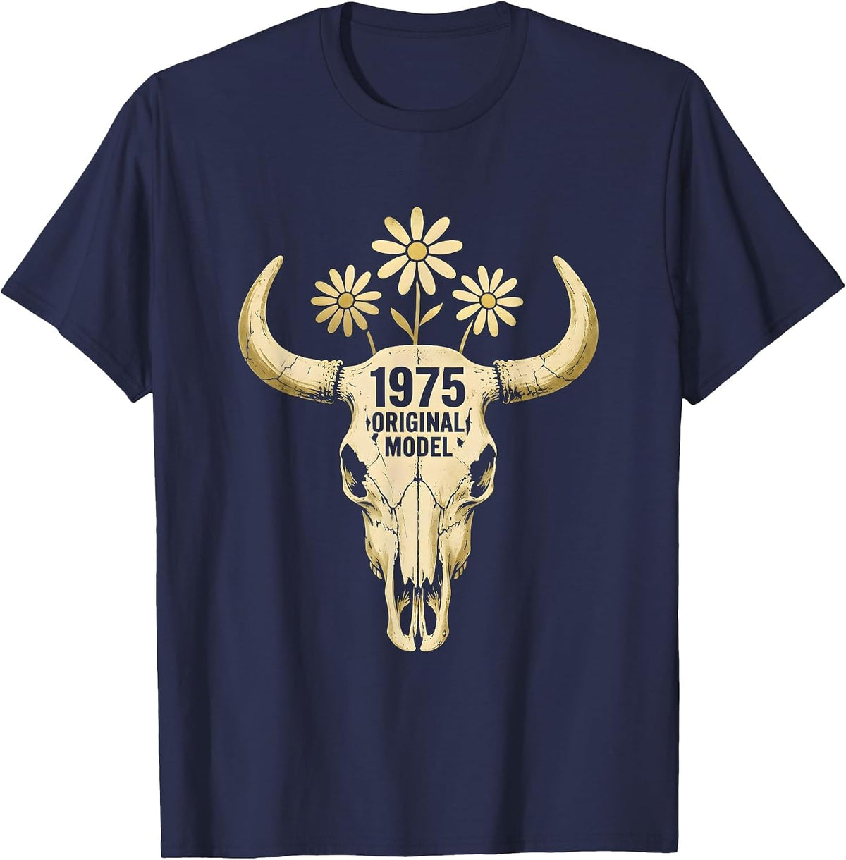 1975 Original Model Vintage Birth Year Design T-Shirt - Navy Blue