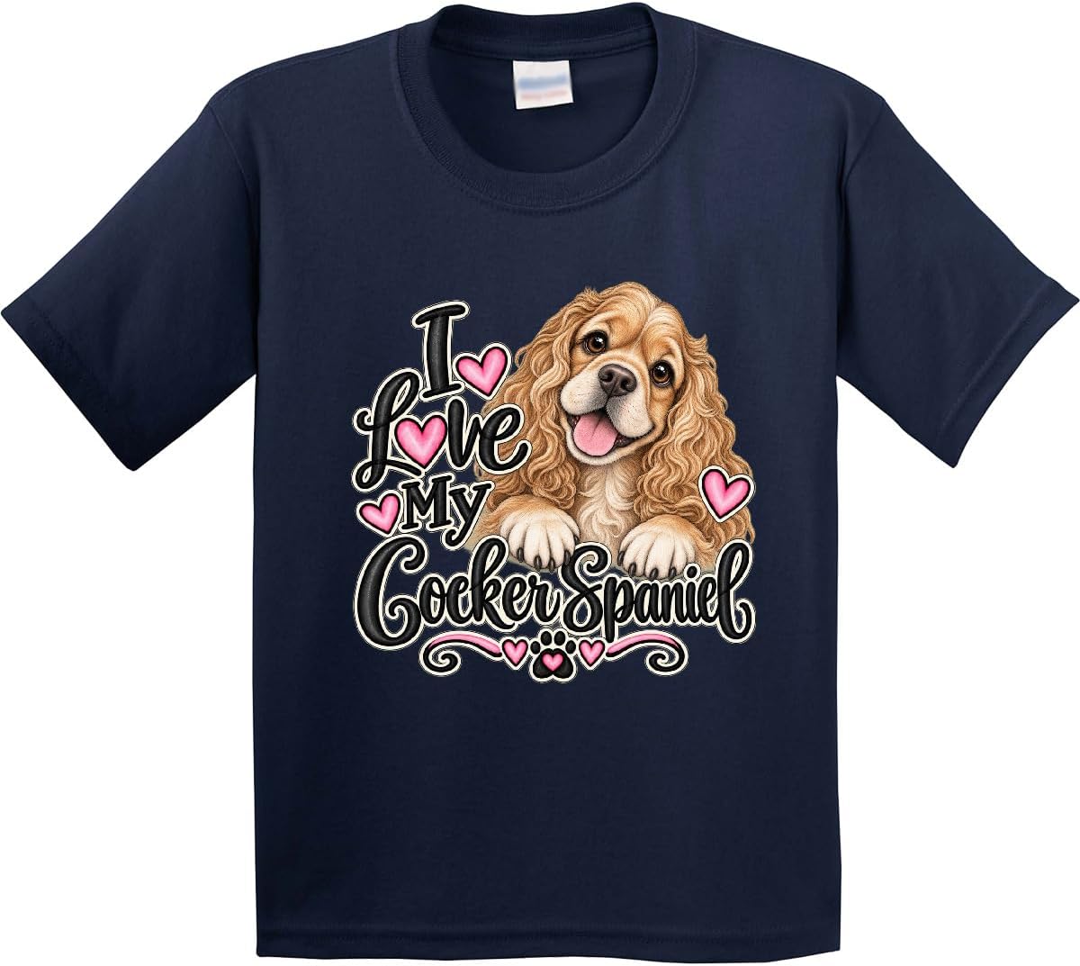 inktastic I Love My Cocker Spaniel Youth T-Shirt - Navy