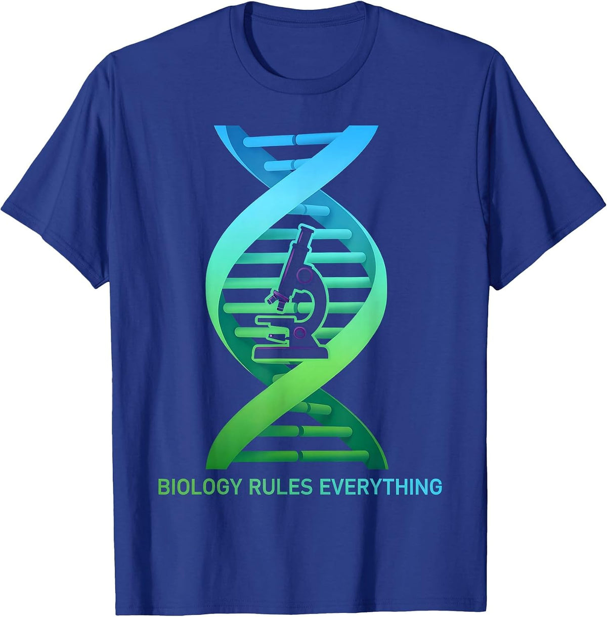 Biology Rules Everything Science Teacher Design T-Shirt - Royal Blue
