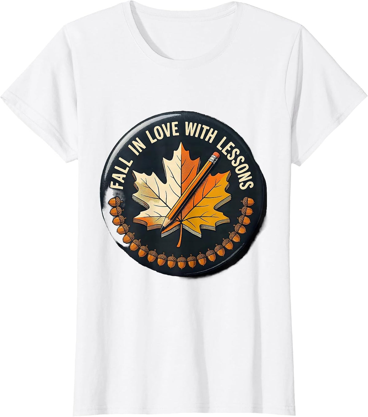 Fall In Love With Lessons Retro Teacher Autumn Halloween T-Shirt - White