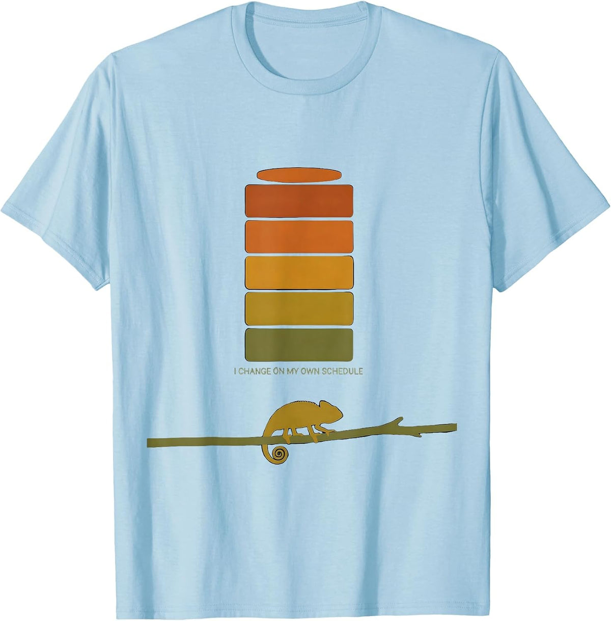 Men's I Change On My Own Schedule Funny Chameleon Reptile Lover T-Shirt - Baby Blue