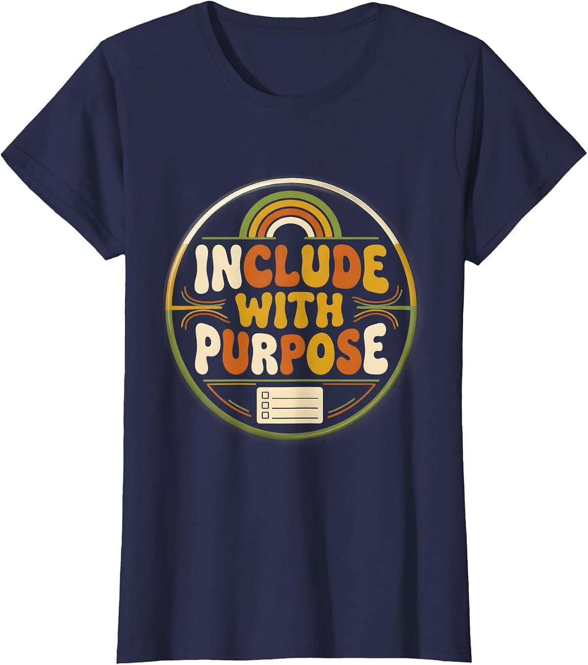Women's Include With Purpose Retro Autism Inclusion Special T-Shirt - Navy Blue
