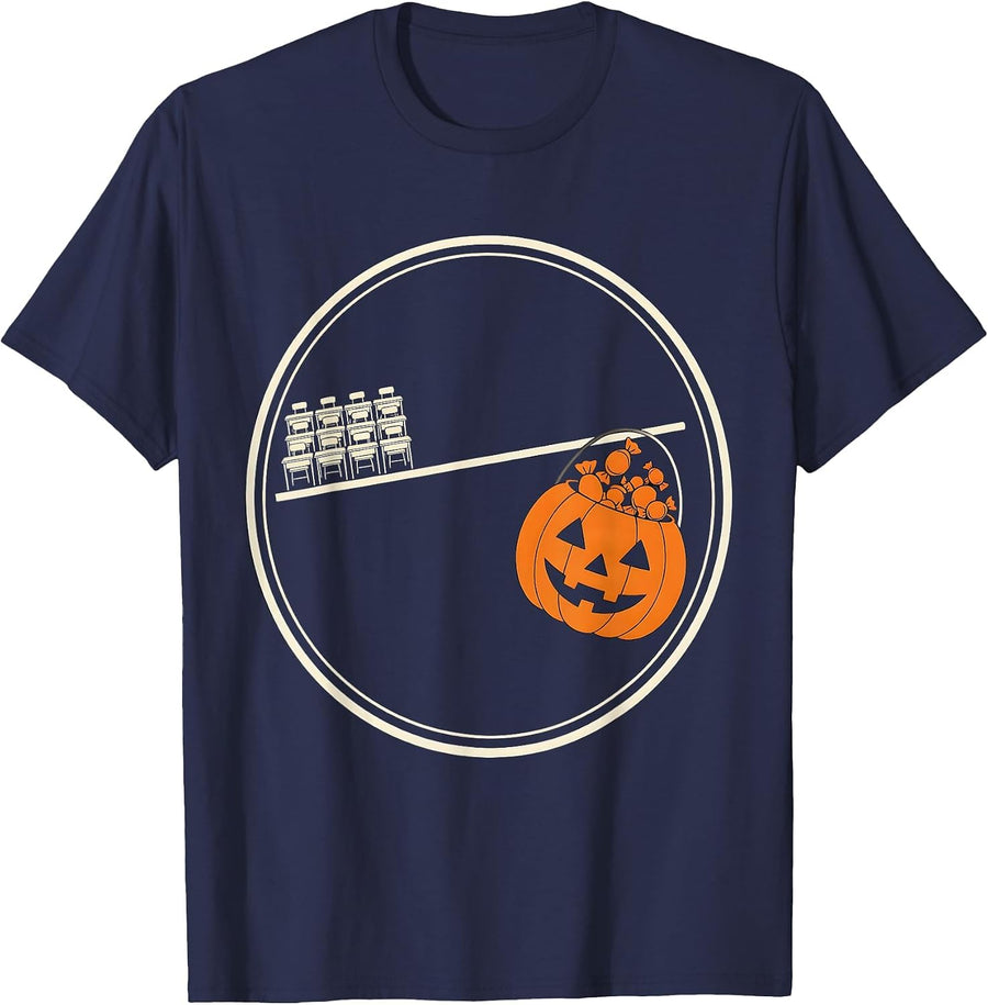 Balance Beam Teacher Halloween Skeleton Quiet Classroom T-Shirt - Navy Blue