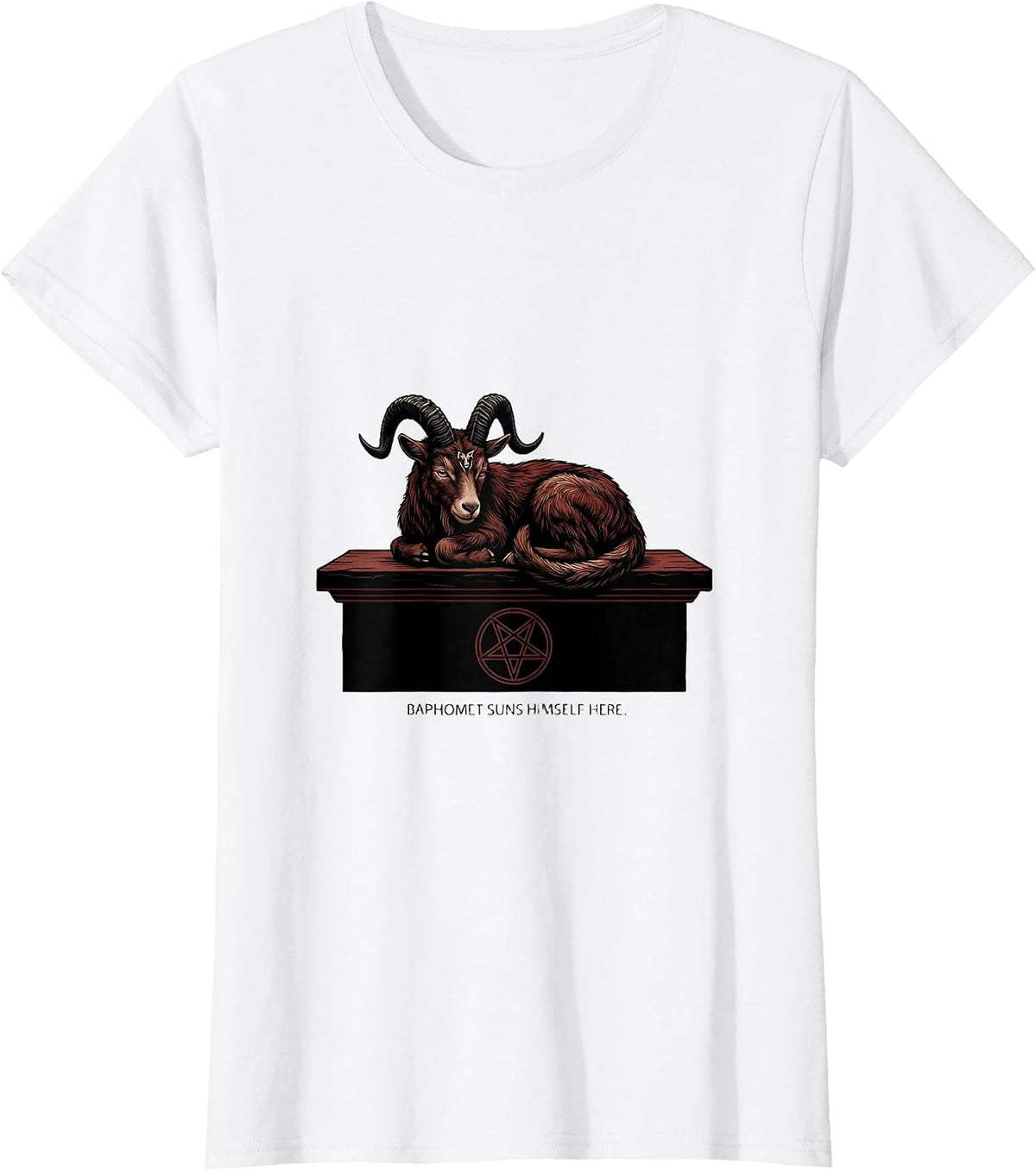 Baphomet Suns Himself Here Occult Satanic Dark Gothic T-Shirt - White