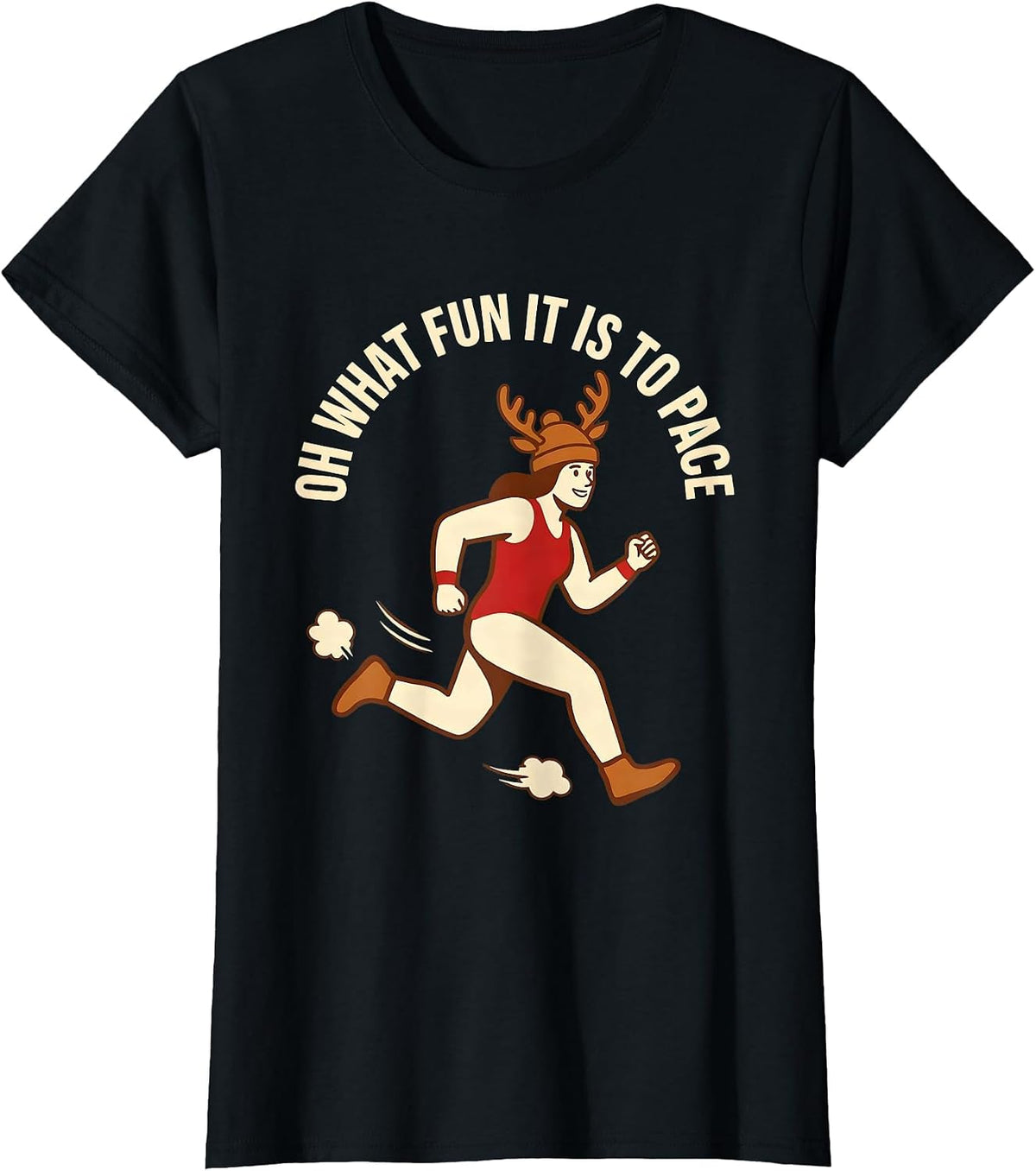 Oh What Fun It Is To Pace Funny Christmas Running Runner T-Shirt - Black