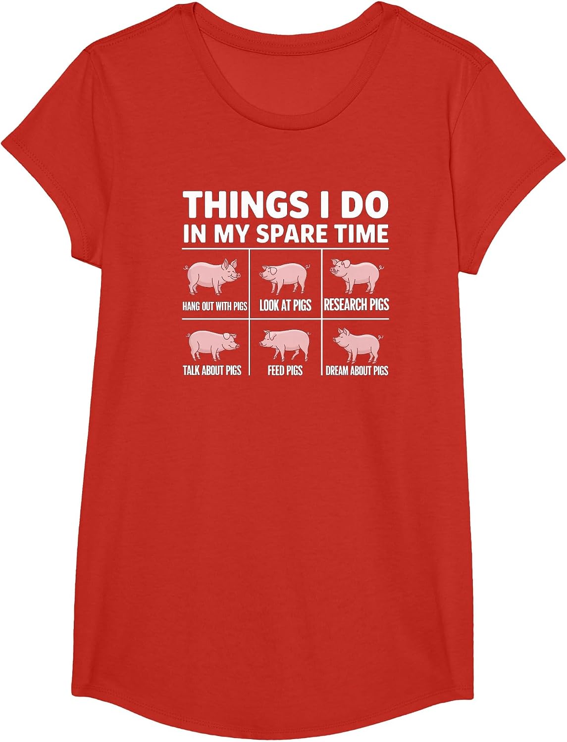 Things I Do in My Spare Time Pig T-Shirt - Girls Red