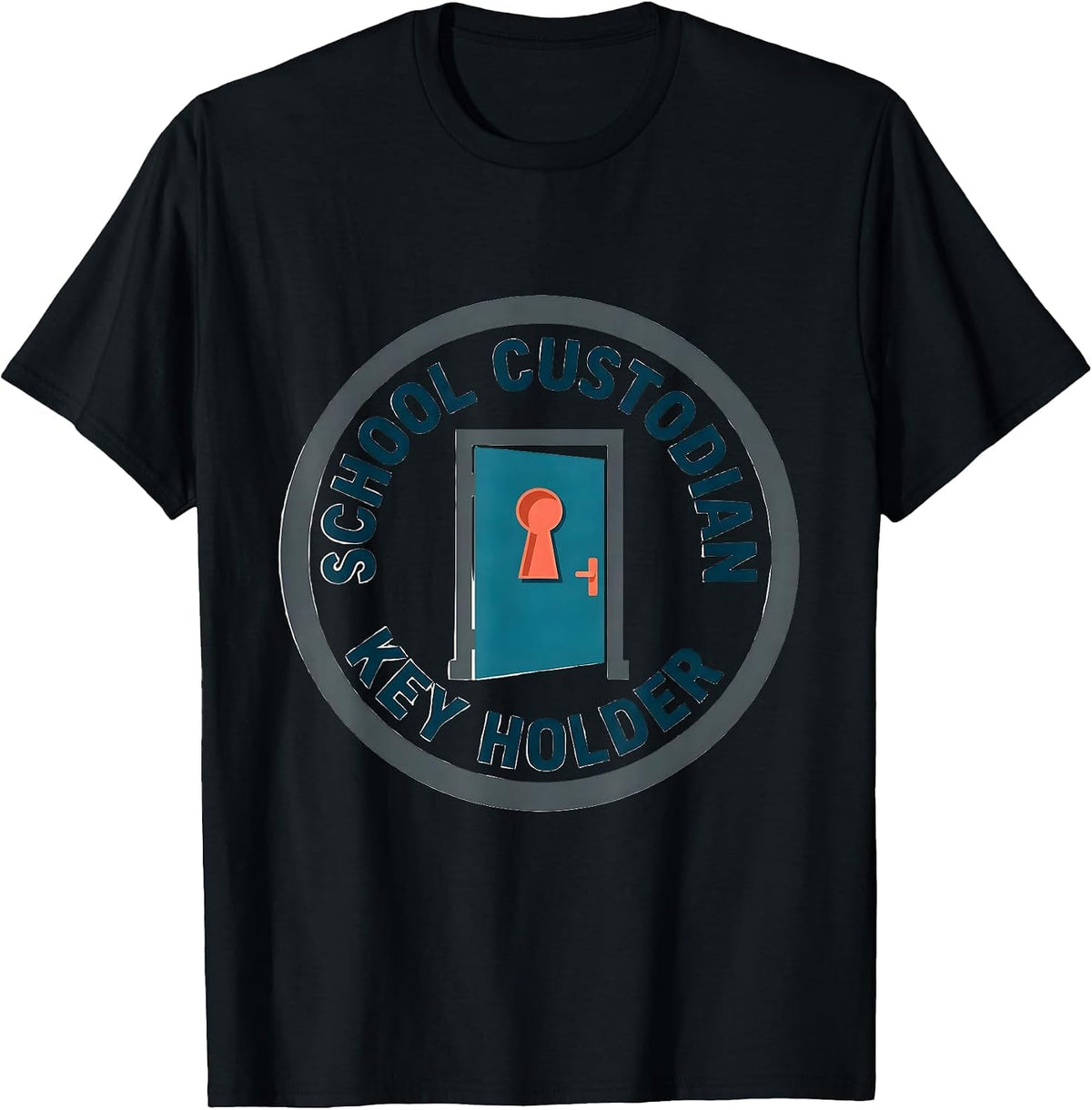 Men's School Custodian, Key Holder Funny Janitor Appreciation Gift T-Shirt - Black
