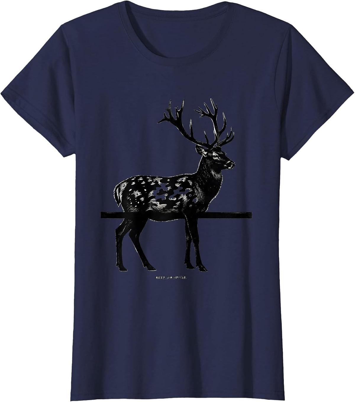 Women's Deer No Notes Scratchboard Camo Deer Hunting Gift T-Shirt - Navy Blue