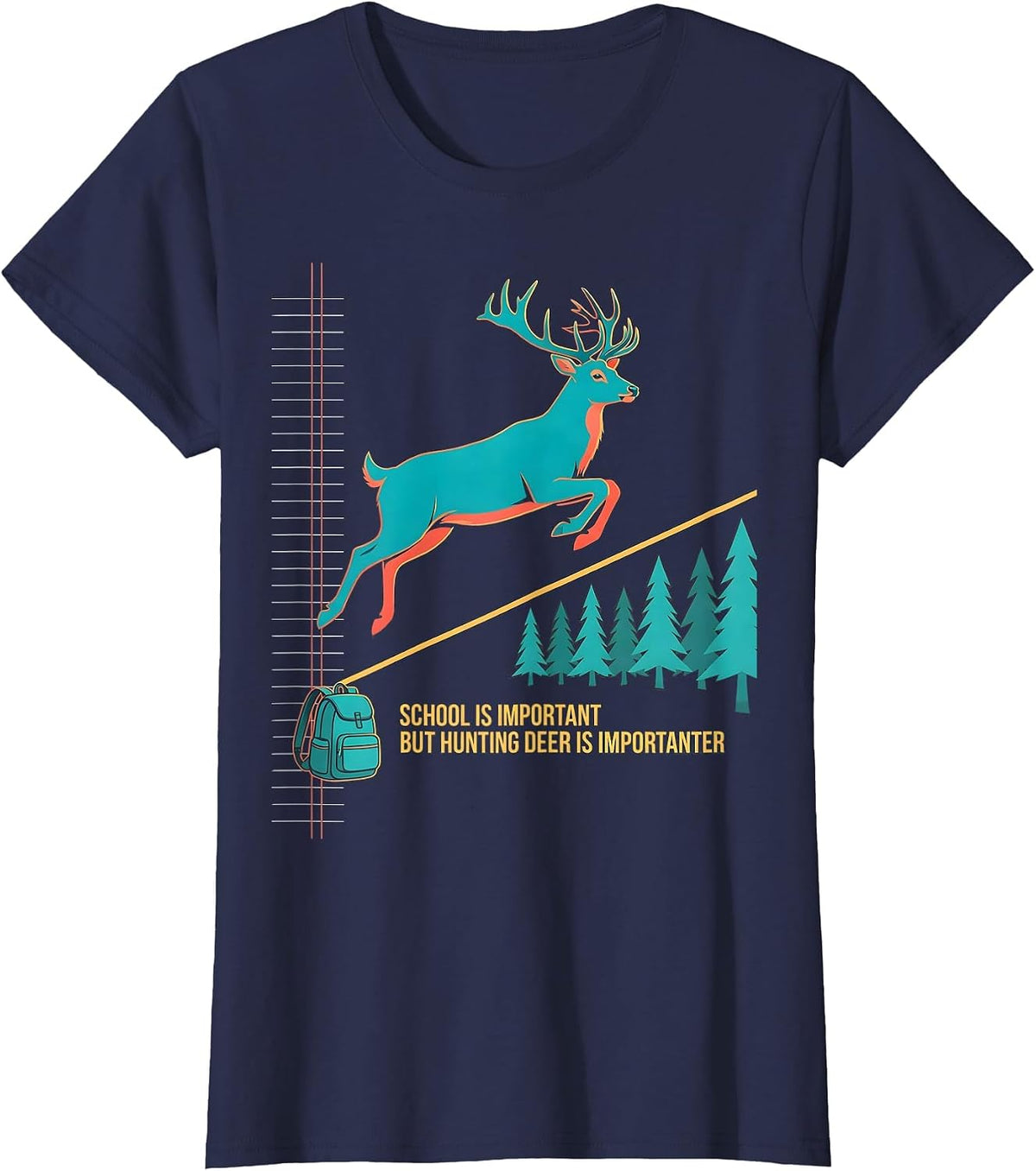 Women's School Is Important But Hunting Deer Is Importanter Kids T-Shirt - Navy Blue
