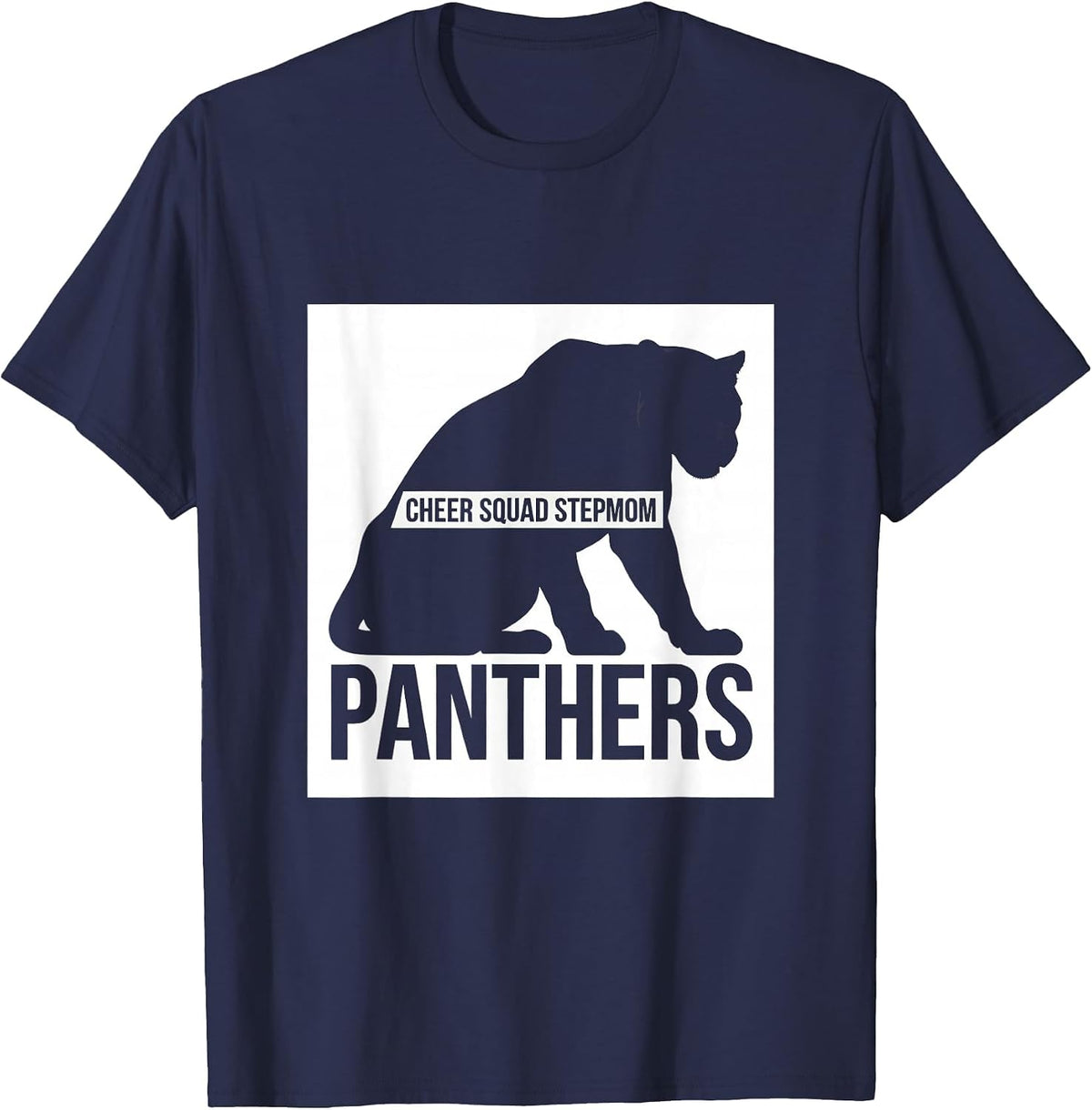 Men's Cheer Squad Stepmom Panthers Silhouette Cheer Mom Fan T-Shirt - Navy Blue