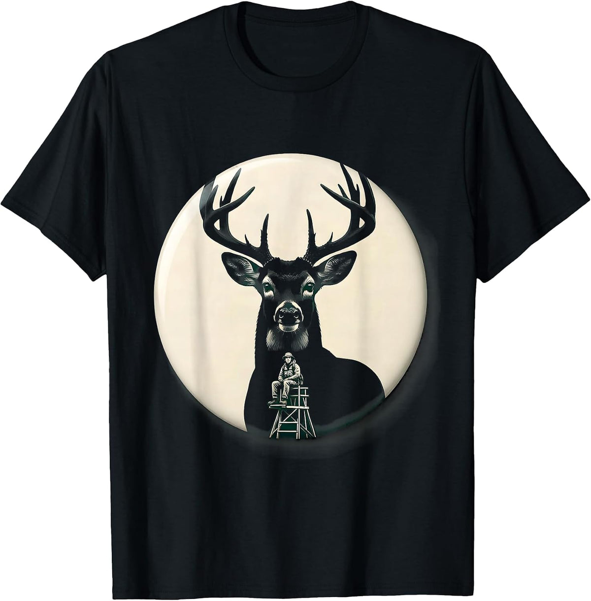 Men's Sealed Buck Hunter Badge Silhouette Camo Dad Gift T-Shirt - Black