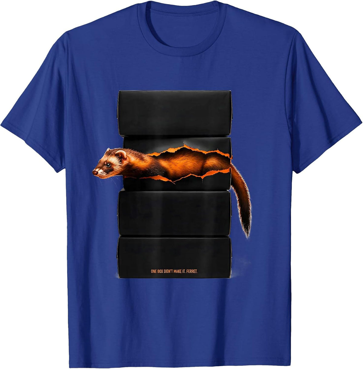 Men's One Box Didn't Make It Ferret Brutalist Ferret Lover T-Shirt - Royal Blue
