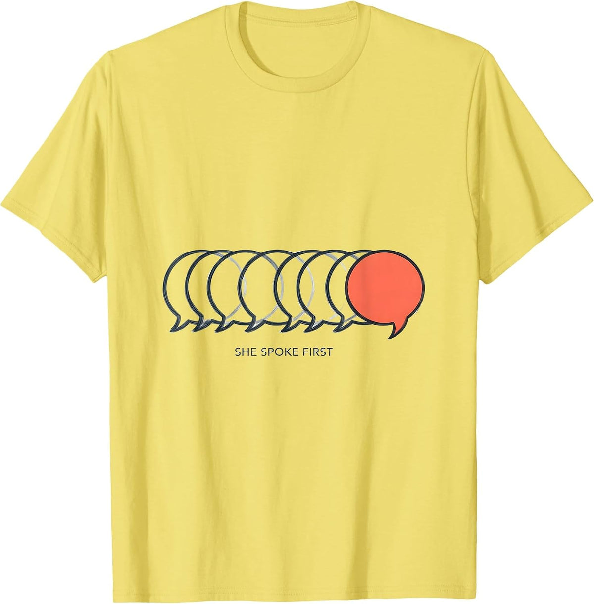 Men's She Spoke First Editorial Conceptual ABA Therapist Behavior T-Shirt - Lemon Yellow