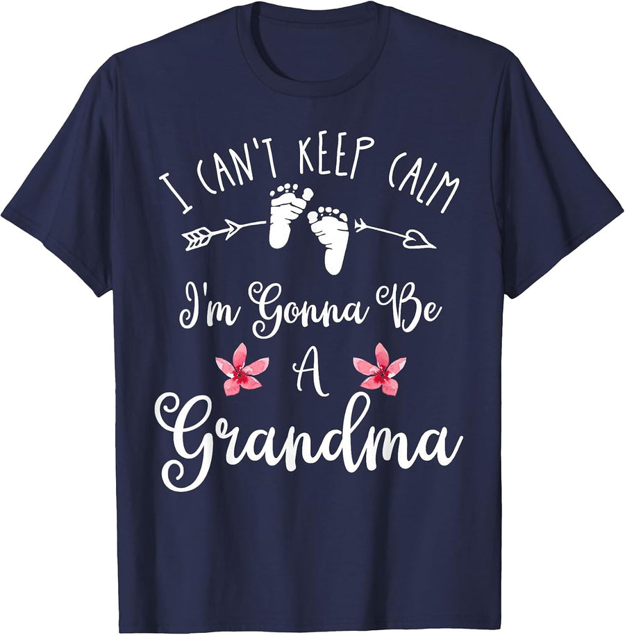 I Can't Keep Calm I'm Gonna Be a Grandma T-Shirt - Navy Blue