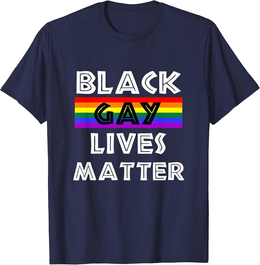 Black Gay Lives Matter Black History Month African American T-Shirt - Navy Blue