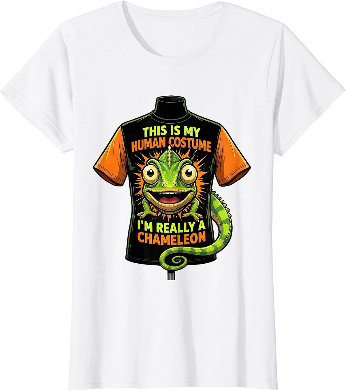 Women's This Is My Human Costume I'm Really A Chameleon Funny T-Shirt - White