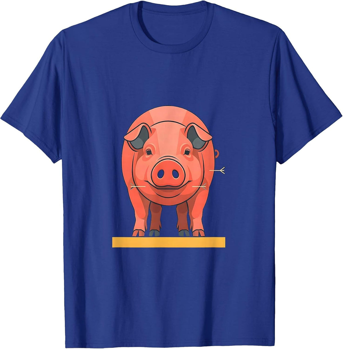 Symmetrical Pink Pig Flat Vector Pet Lover Humor T-Shirt - Royal Blue