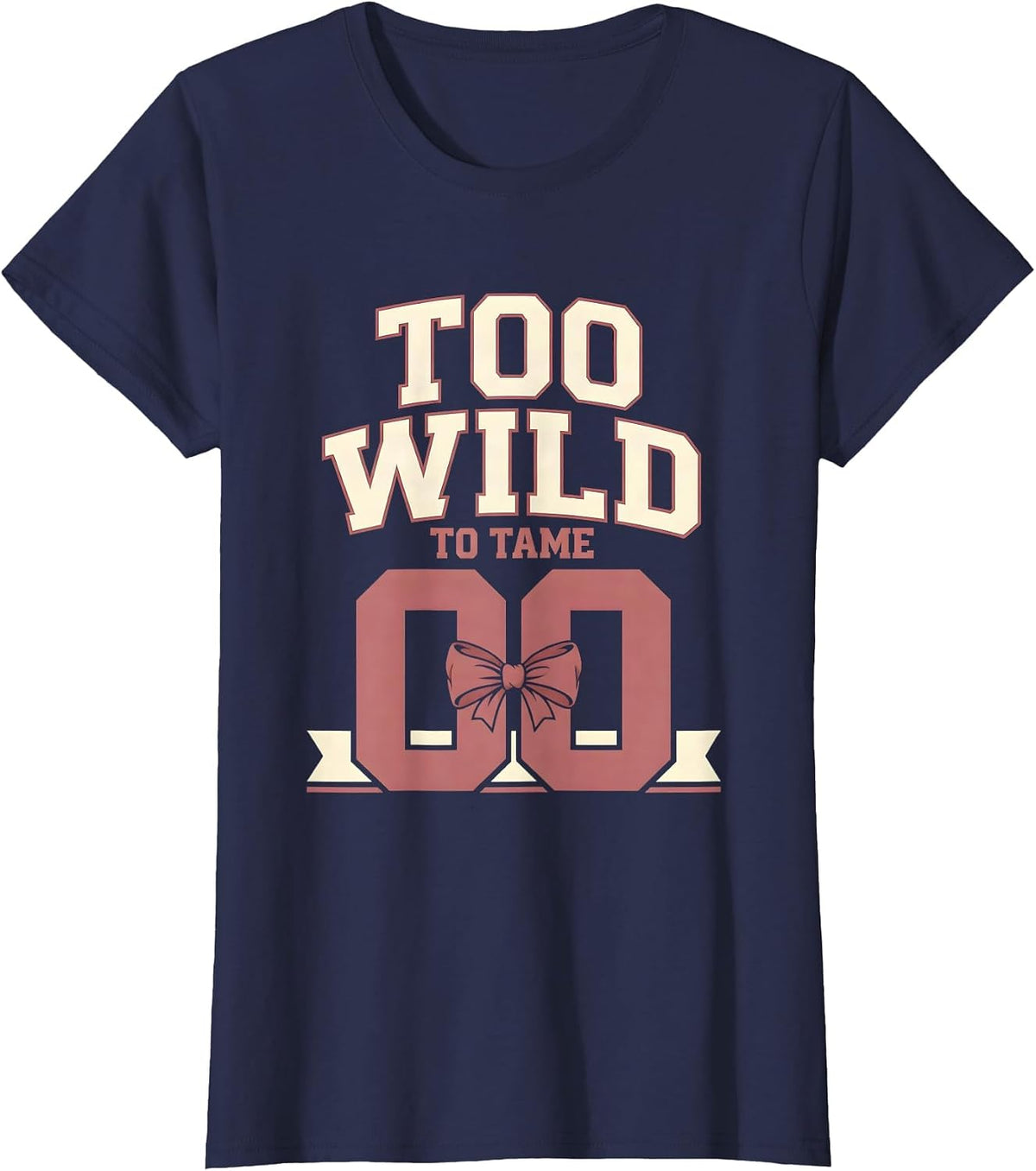 Women's Too Wild To Tame Cowboy Graphic Design T-Shirt - Navy Blue